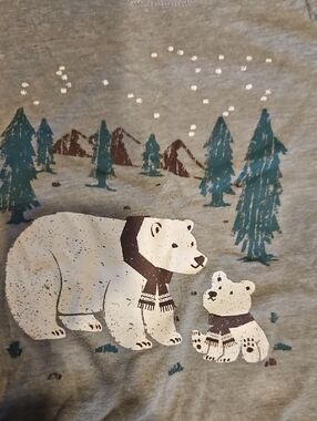 Cat & Jack Gray Long Sleeve Tee with Polar Bear Graphic